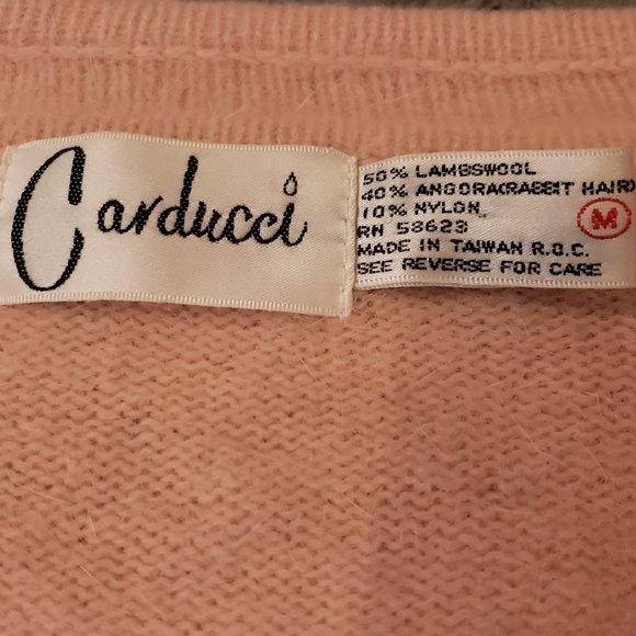 Perfect Vintage Carducci Embellished Lambswool/Angora Pink Sweater (M) - Picture 8 of 10
